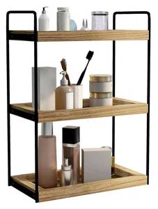 lot 3697 image: Dorhors 3 Tier Bathroom Counter Organizer,Countertop Bathroom Storage Shelf,Counter Tray and Vanity Organizer (Brown)