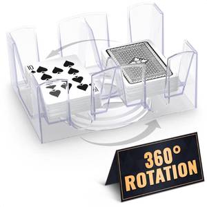 lot 3699 image: Canasta Card Holder - 6 Deck Plastic Revolving Card Game Holder Playing Cards Tray Rotating 360° Organizes Multiple Decks for Canasta, Poker and More  Lightweight, Durable with Smooth Rotation