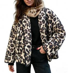 lot 3711 image: ATOFY Womens Cropped Quilted Jacket Puffer Lightweight Floral Print Oversized Long Sleeve Packable Down Coat(Coffee,M)