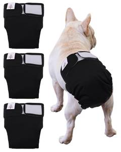 lot 4333 image: CuteBone Washable Dog Diapers Female No Tail Hole 3 Pack Reusable Doggie Period Training Pants for Docked-Tail Frenchie French Bulldog Boston Terrier Without Tail WWD21L