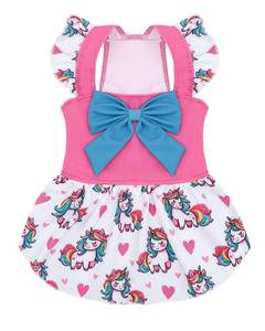 lot 4349 image: CuteBone Dog Dress for Small Dogs Girl, Unicorn Summer Dresses with Bow & Ruffle Sleeve, UPF50 Sun Protection, Cute Pet Clothes for Puppy for Birthday Wedding Party Beach ZSFX01XS