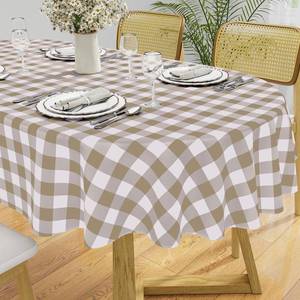lot 4355 image: misaya Oval Waterproof Vinyl Table Cloth, Buffalo Flannel Backed Tablecloth, Wipeable Plastic Table Cover for Dinner, Kitchen, Outdoor (60in. x 84in., Khaki and White)