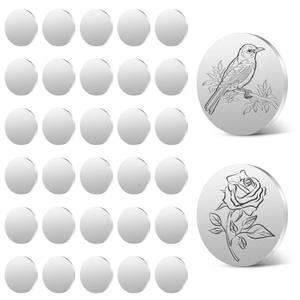 lot 4356 image: Lainballow 30 Pcs Stainless Steel Discs, 1-58in.(42mm) Dia 0.08in.(2mm) Thick Metal Discs for Crafts, Flat Round Sheet Blank, Metal Round Circle Plate for DIY Engraving Metal Stamping Jewelry Making