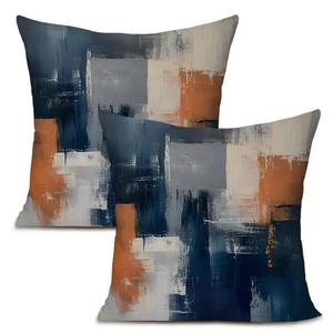 lot 4357 image: KAIOUS Navy Blue Orange Grey Throw Pillow Covers Decorative for Couch Sofa Bed Living Room Bedroom 18x18 inches Set of 2