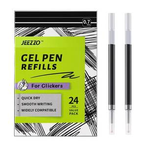 lot 4379 image: JEEZZO Gel Ink Refills for Retractable Click Pens, Medium Point Pen Refills Compatible with Pilot G2 Pentel Energel Jetstream Sharpie S-Gel Uniball Signo Zebra Sarasa (Black, 0.7mm, 24 pcs)