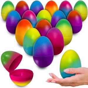lot 4385 image: stargo 16 Pack - Plastic Easter Eggs Empty 3.2in. Large Plastic Eggs Fillable For Easter Egg Hunt, easter egg basket, Party Favor, Surprise Egg. Set of Bright Multicolored Ombr� Eggs