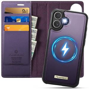 lot 4398 image: PlusnapX Wallet Case for iPhone 17 Compatible with Magsafe, 2-in-1 PU Leather Flip RFID Blocking Card Holder Stand Shockproof Magnetic Detachable Cover for iPhone 17 Case 6.3in., Fashion Purple