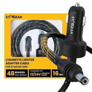 lot 4408 image: STARGEAR Starlink Mini Cable 12V Power Cable 3M 10FT, Braided Wear Resistant Starlink Mini Accessories Cigarette Lighter to DC Cord, 12V to 48V Car Charger Car Adapter
