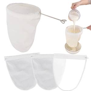 lot 4415 image: Esuduky 5 Pcs Premium Ultra Fine Mesh Strainer Bags with Stainless Steel Handle, Reusable Nut Milk Bags, Cheese Cloths for Straining Juice, NutMilk, Coffee, Thai Tea, Yogurt and Soup (Medium)