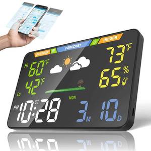lot 4423 image: Wi-Fi Weather Station with Indoor Outdoor Temperature, Humidity Monitor, Wireless Forecast Display, Digital Alarm Clock