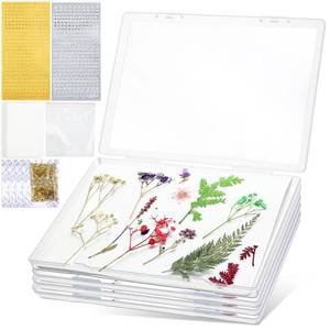 lot 5601 image: Geelin 5 Pcs Large Dried Flower Storage Box Set (8.58in. x 6.14in.), Flower Preservation Kit with A4 Size Blotting Paper, Letter Stickers, Desiccant for DIY Pressed Crafts & Wedding Bouquet