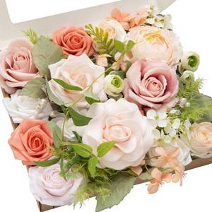 lot 5605 image: Lings moment Fake Flowers Box, Faux Artificial Greenery Stems Foam Roses Gardenia Silk Peony Ranunculus Fabic Flower for Centerpieces Bouquet Wedding Vase Decorations, Garden Blush, Grand Combo