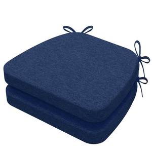 lot 5624 image: AAAAAcessories D-Shaped Chair Cushions, 2in. Thick Dining Chair Pads with Ties and Removable, Machine-Washable Cover, 17in. x 16in., Set of 2, Blue