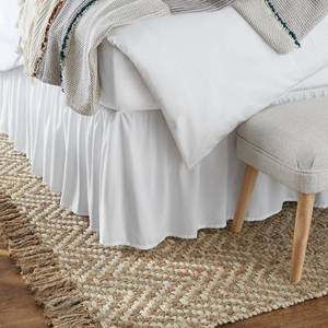 lot 5631 image: Amazon Basics Lightweight Ruffled Bed Skirt, Classic Style, Soft and Stylish 100percent Microfiber with 16in. Drop, Wrinkle Resistant, Machine Washable, Queen, Bright White, Solid
