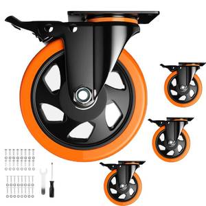 lot 5639 image: 5 Inch Swivel Caster Wheels, Heavy Duty Casters Set of 4, Locking Industrial Casters with Brake, Swivel Top Plate Casters Wheels for Furniture and Workbench(Free Hardware Kits)