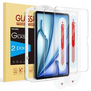 lot 6316 image: SPARIN 2 Pack Screen Protector for iPad Air 11 Inch M4M3M2 (202620252024, 8th7th6th Generation), Auto-Alignment Frame, 9H Clear Tempered Glass Film, Apple Pencil Compatible and Case Friendly