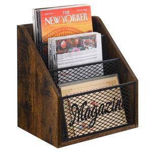lot 6320 image: YINMIT Magazine Holder, Stepped 3 Tier Magazine Rack Floor, Magazine Storage Basket, Folder Organizer Bin for Magazines,Books,Newspapers,Tablets