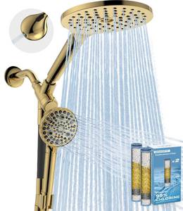 lot 6321 image: MakeFit Dual Filtered Rain Shower Head Combo, High Pressure Handheld Shower Head with Adjustable Bar - Rainfall Shower Head And Showerhead with Filter for Hard Water - Removes Chlorine(Gold)