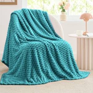 lot 6343 image: BEDELITE Fleece Throw Blanket for Couch & Bed - 3D Jacquard Decorative Teal Blanket, Super Soft and Cozy Warm Fuzzy Blanket All Seasons Suitable, 50x60Inches