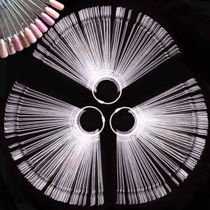 lot 6347 image: KINJOEK 150 Tips Clear Nail Swatches Sticks, Nail Art Supplies for Nail Art Polish Display and Home DIY, Transparent Nail Practice Tips Sample Sticks Color Display Board Accessories with Ring