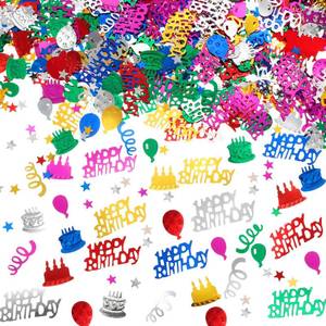 lot 6349 image: WILLBOND 3000 Pieces Happy Birthday Confetti Birthday Party Cake Confetti Metallic Foil Balloon Glitter Table Scatter Decorations for Carnival Baby Shower DIY Arts and Crafting
