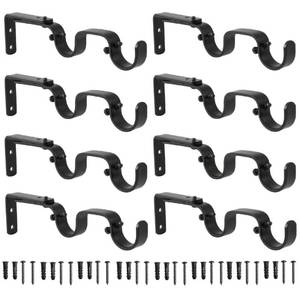lot 6372 image: Anndason Heavy Duty Curtain Rod Brackets - Adjustable Double Rod Holders, 1 Inch (8 PCS, Black)