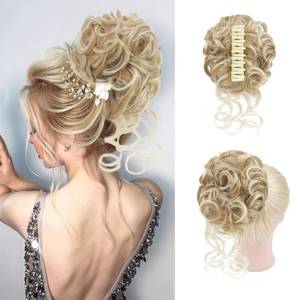 lot 6376 image: Foaoit Claw Clip Messy Bun Hair Pieces for Women Messy Wavy Curly Hair Bun Extensions Tousled Updo Bun Hair Clip in Synthetic Hair Bun Ponytail Extension (Dirty Blonde)
