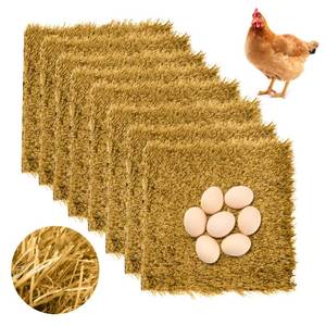 lot 6377 image: Hamiledyi 8 Pcs Chicken Nesting Pads 12in.x12in. Artificial Grass Rug Carpet Synthetic Turf Mat Washable Chicken Coop Bedding Laying Garden Lawn IndoorOutdoor Bedding for Chicken Hen Small Pets(Brown)