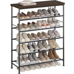 lot 6378 image: Six tier shoe rack color black
