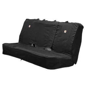 lot 6380 image: Carhartt Universal Nylon Duck Canvas Automotive Bench Seat Covers, Durable Fitted Full-Size Bench Seat Protection with Rain Defender, Black