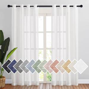 lot 6396 image: NICETOWN White Sheer Linen Curtains for Living Room 84 inch Length 2 Panels Set, Grommet Semi Sheer Privacy with Light Filtering Flax Window Treatments for Bedroom, W52 x L84