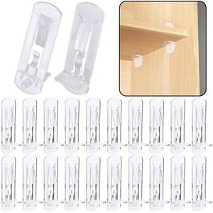 lot 6407 image: 20pcs Plastic Locking Shelf Support Pegs,6mm Shelf Pins ,Self-Locking Bracket Clips,Clear Shelf Pegs for for Kitchen Cabinet Furniture Book Shelves, 6mm Peg x 58in. Thick Shelves
