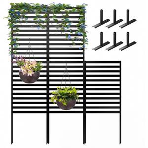 lot 9618 image: ArdeFentium 46.4in. H X 47.3in. W Metal Privacy Screen Outdoor - 10 Panels Freestanding Privacy Fence Panels with Stakes - Decorative Garden Air Conditioner Trash Can Pool Equipment for Backyard Patio