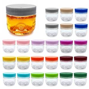 lot 13995 image: Amzcku 2 oz Mini Glass Mason Jars with Mouth Colored Lids - 24-Pack Glass Canning Jars for Storage, Overnight Oats, Jam, Jelly, Honey, Beans, Spices, Wedding Favors, Shower Favors
