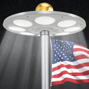 lot 14312 image: PPQ Solar Flagpole LED Light,New 136 LED Long Lifespan Flag Pole Light for 15-25 Ft Poles,Solar Powered Waterproof Lighting on Outdoor Pole Top,10 Hour Dusk to Dawn Auto OnOff