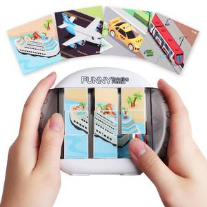 lot 14317 image: Fullware Rotating Puzzle for Kids 3 4 5 6 7 8 Year Old, 4 Puzzles in 1, Toddlers Travel, Car, Airplane, Road Trip Activities, Fine Motor Skills, Fidget, Gift for Boys & Girls Ages 3 (Transportation)