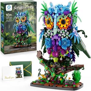 lot 14331 image: Sillbird Flower Owl Building Sets for Adults Mothers Day Creative Gifts for Mom Wife Women Her Girlfriend Couple, Home Decor or Table Centerpieces - Buildable Floral Animals Botanical Collection