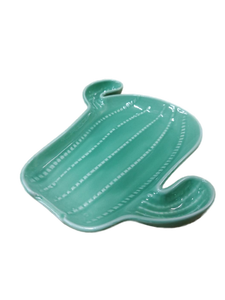 lot 14338 image: Green Ceramic Cactus Shaped Serving Dish