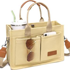 lot 14339 image: ZHMO Canvas Tote Bag for Women With Compartments and Pockets,Womens Bags Crossbody Bags Work Laptop Tote Bag Large Satchels Handbags Tote Purse Everyday Shoulder Bag for Travel Nurse Teacher Church