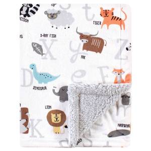 lot 14346 image: Hudson Baby Unisex Baby Plush Mink and Sherpa Blanket, Alphabet Animals, One Size