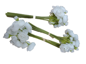 lot 14356 image: White Artificial Ranunculus Decorative Flower Bundles