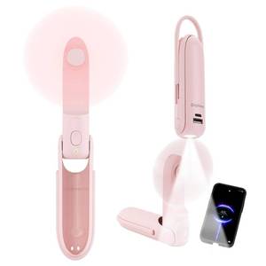 lot 14364 image: Digibond Pink Handheld Fan, Portable Fan Bullet Shape 3000mAh USB Rechargeable Battery Operate 6 IN 1 Personal Fan Foldable Lightweight Travel Essential with Lanyard 3 Speed