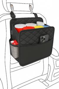 lot 14365 image: Witaxima Upgrade Car Seat Organizer Backseat with Storage Pockets, Multipurpose Car Organizer Hanging, Car Trash Bag Can,Premium PU Leather Garbage Can 2.14 Gallon Large Capacity, Black.