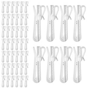 lot 14374 image: 50 PCS Pinch Pleat Curtain Hooks, Curtain Clips for Drapes Adjustable Plastic Ratchet System Hooks for Pleated Drapes White Drapery Hook for Window Door and Shower Curtains