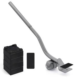 lot 14378 image: Furniture Lifter Tool, Appliance Furniture Metal Lifters for Heavy Furniture Movers Sliders Wheels Easily Safe to Move Sofa Refrigerator Washing Machine (1 Lifter Tool 4 Raise Blocks) Grey