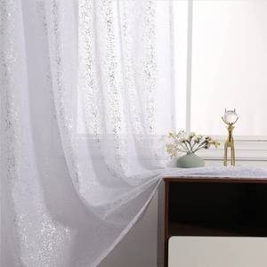 lot 14383 image: TERLYTEX Silver White Sheer Curtains 90 Inches Long for Living Room, Metallic Silver Shimmer Curtains 2 Panels, Light Filtering Privacy Rod Pocket Sparkle Curtain Drapes, 52 x 90 Inch, Silver White