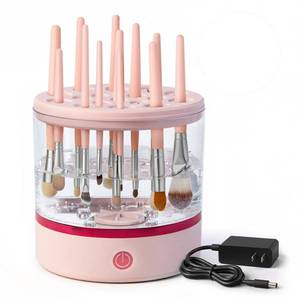 lot 15029 image: 360° Electric Makeup Brush Cleaner - Dual Spin Makeup Brush Cleaning Machine, Holds 17 Brushes, Portable and Compact Design for Travel & Home Use, Perfect Brush Cleaner for Makeup Professionals one slot slightly broken