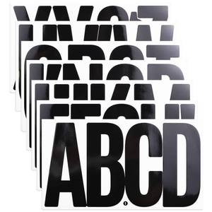 lot 16186 image: 21 Sheets 6 Inch Letter Stickers, Self Adhesive Vinyl Capital Alphabet Punctuation Stickers for Mailbox, Crafts, Notice Boards - Black