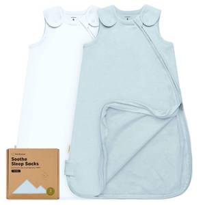 lot 16189 image: 2-Pack Organic Baby Sleep Sacks, 100percent Cotton - Soft & Breathable 0.5TOG Baby Wearable Blanket, Toddler Sleeping Sack 0-6 Months, Easy to Wear Transitional Swaddles for Newborns, Infants (Glacier, S)