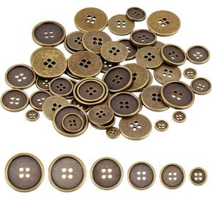 lot 16194 image: letsinstyle 60Pcs Antique Brass Sew on Metal Buttons, Round Retro 4-Hole Button, Bronze Sewing Fasteners for Men Women Blazer Coat Uniform Shirt Suit and Jacket Sewing Craft DIY